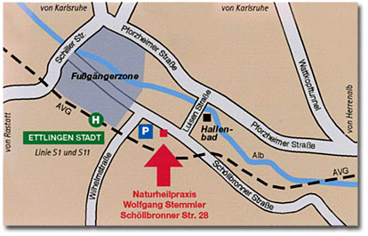 Stadtplan Ettlingen zum Heilpraktiker Wolfgang Stemmler